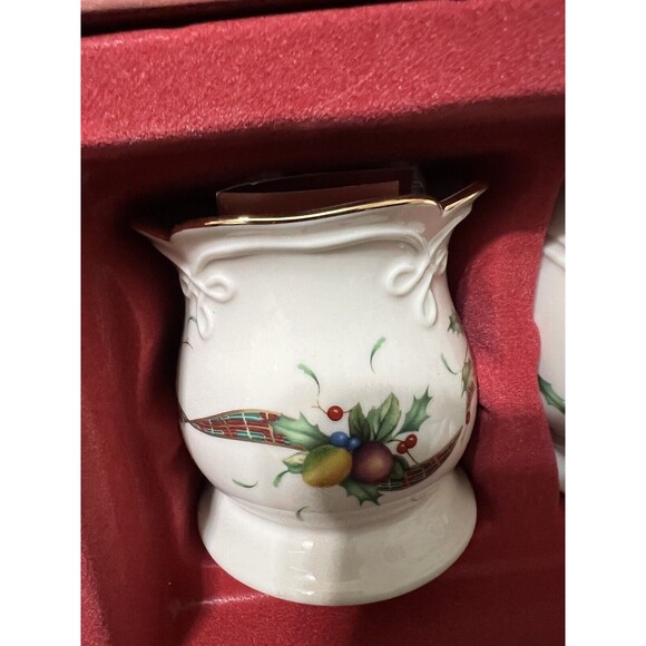 Lenox Holiday Tartan 3 Votive Candle Holders Different Vase Shapes New Open Box - Picture 3 of 10